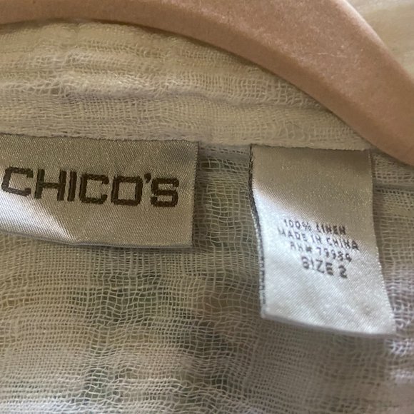 Chico's Gauze Linen LS Blouse - Picture 3 of 5